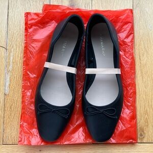 Primark Black Flats with Bow and Beige Strap